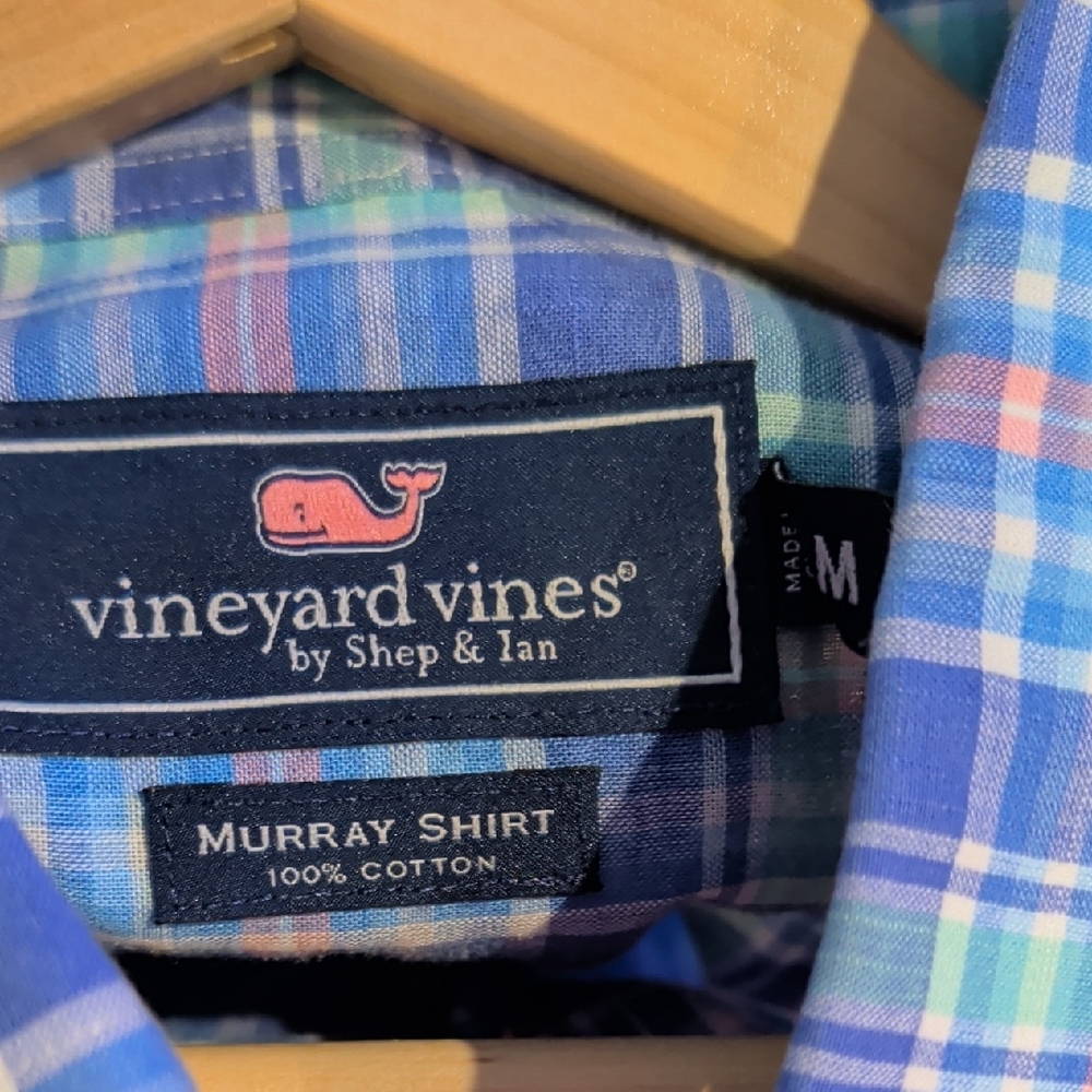 Vineyard Vines Blue and Pink Plaid Shirt - Picture 2 of 3